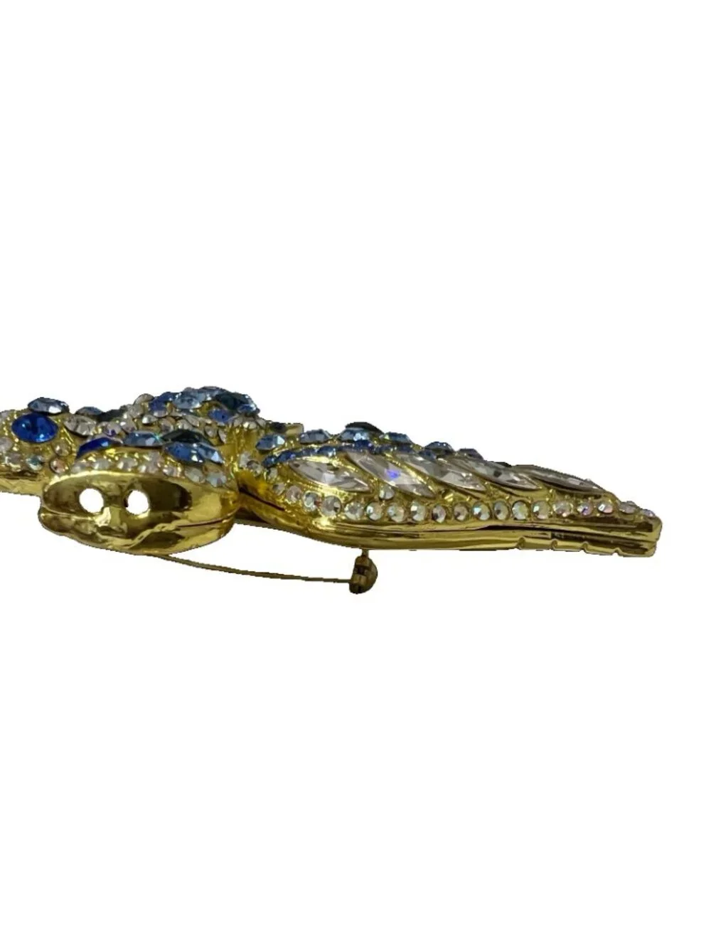 Isabella Adams Gold Tone Butterfly Brooch Pin Cobalt Sapphire Blue Rhinestone